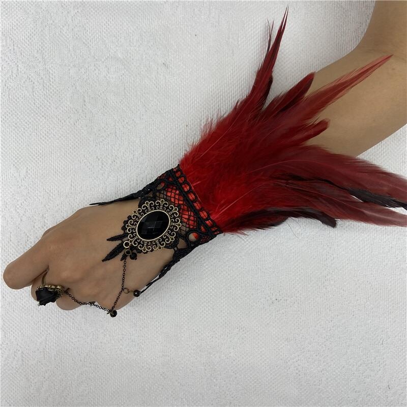 Halloween Feather Lace Gloves  - Motorcycle Glove Knuckle recension och pris